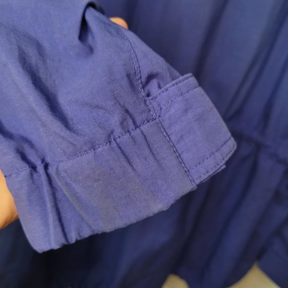 Vintage 90s Eddie Bauer Windbreaker Blue Colorblock Hooded Jacket XL - Picture 10 of 12